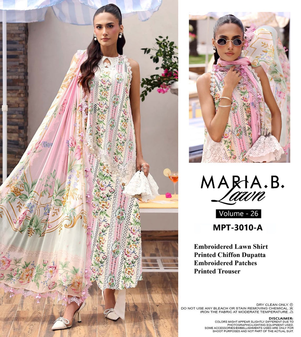 M.B Embroidered Lawn Luxury with Embroidered Dupatta