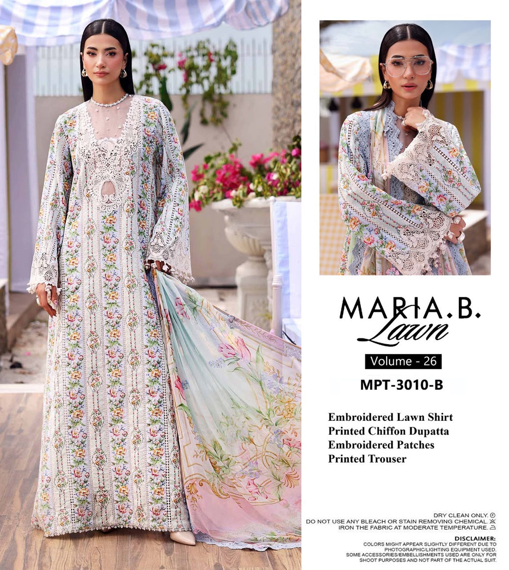 M.B Embroidered Lawn Luxury with Embroidered Dupatta