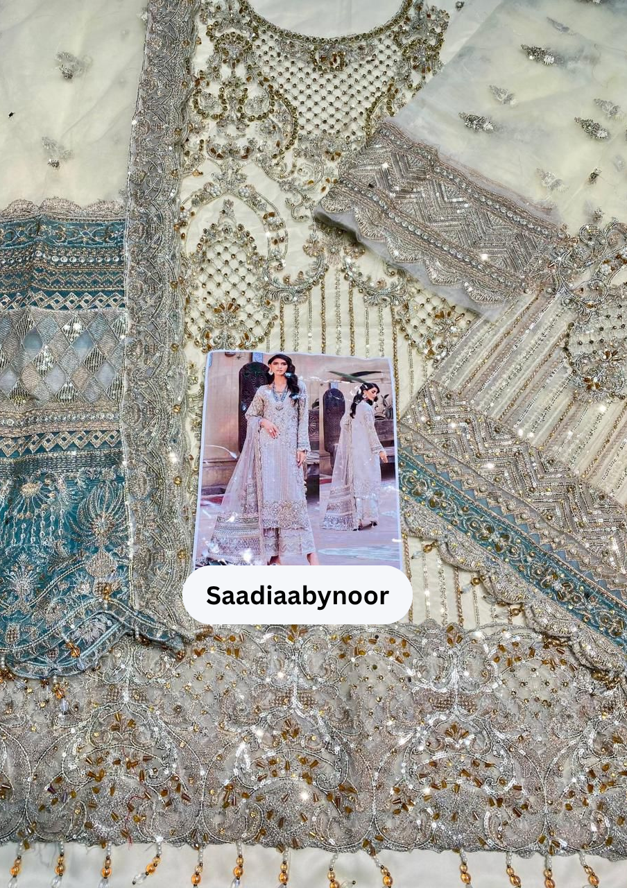 Ariss Net 3PC Suit – Luxury Full Net Outfit with Silk Trouser | Collection 2026