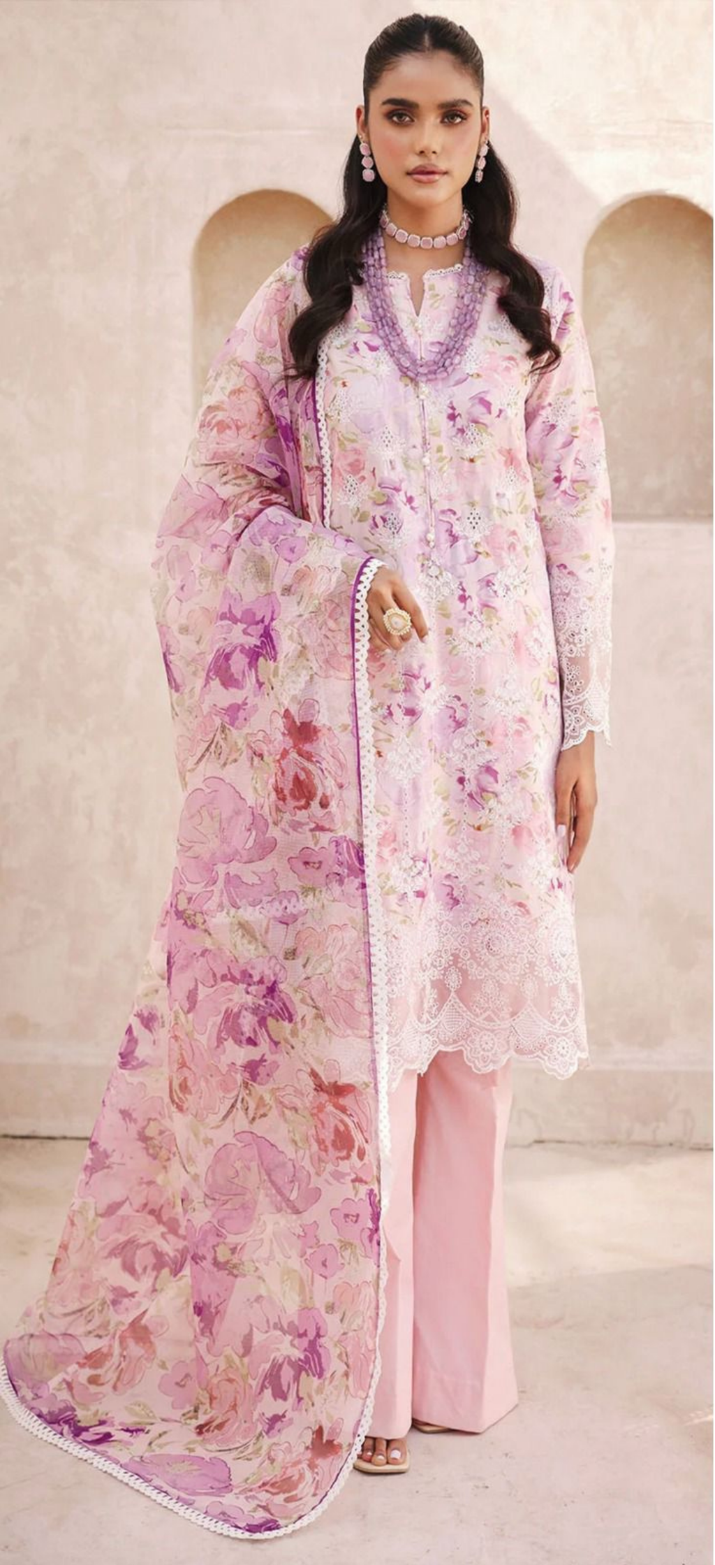 Leah Luxury Embroidered Chikankari Lawn Suit – 3 Piece
