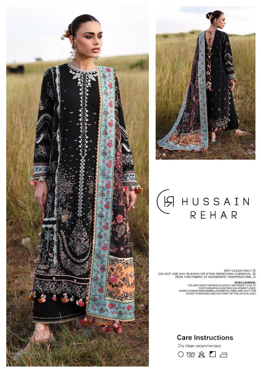 HUSSAIN REHAR Luxury Lawn Chicken Kari 3PC Suit – Festive Collection 2026 with Silk Dupatta