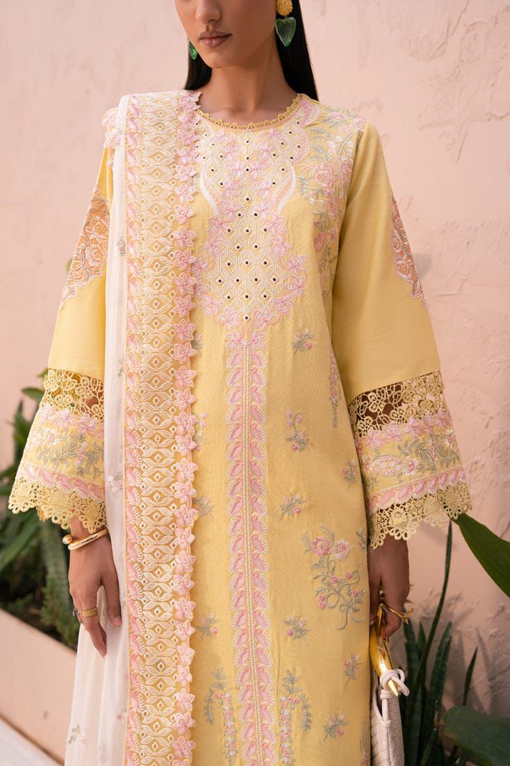 Marjjan Lawn Eid Collection 3PC Suit – Heavy Embroidered Chikenkari with Chiffon Dupatta