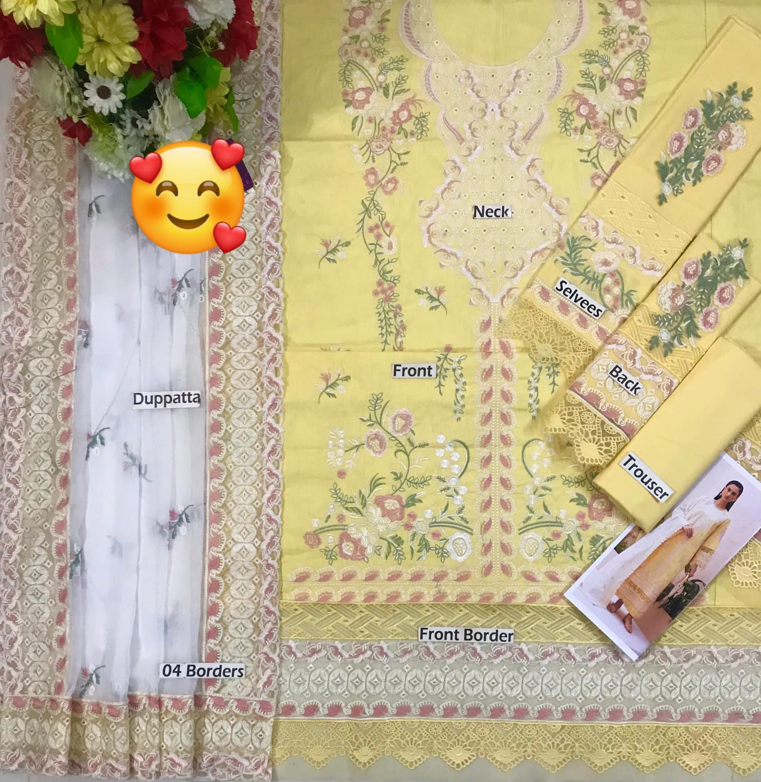 Marjjan Lawn Eid Collection 3PC Suit – Heavy Embroidered Chikenkari with Chiffon Dupatta