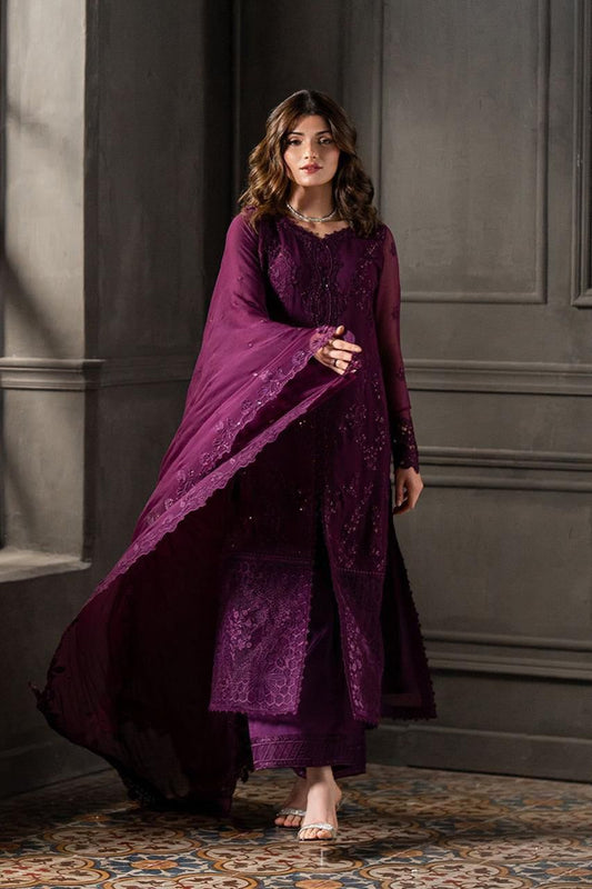 Azure Chiffon Embroidered 3PC Suit – Luxury Unstitched Collection with Shamoz Silk Trouser