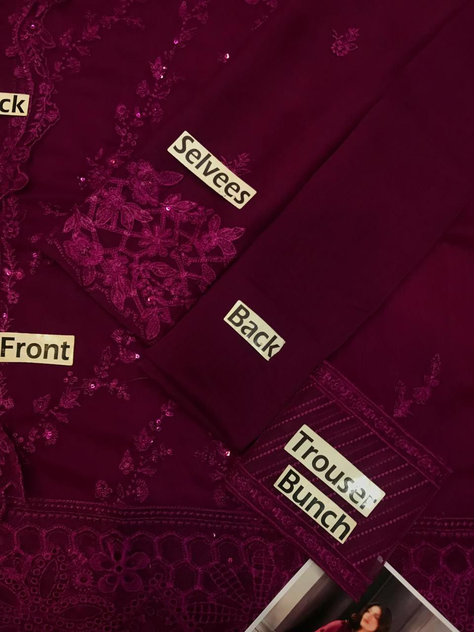 Azure Chiffon Embroidered 3PC Suit – Luxury Unstitched Collection with Shamoz Silk Trouser