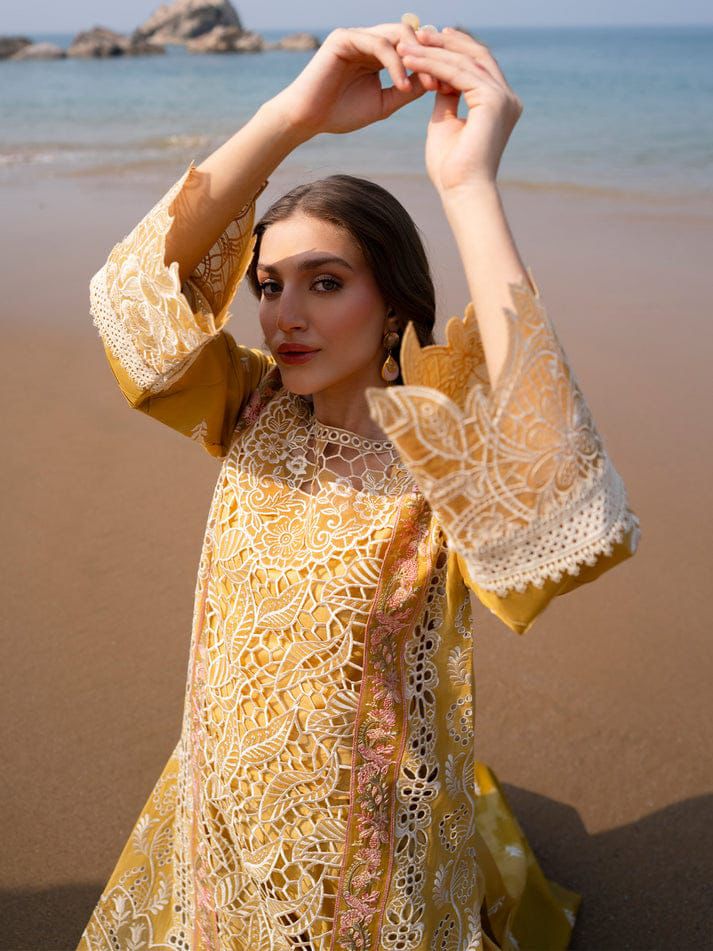 Mahnur Lawn Eid Collection 3PC Suit – Heavy Embroidered Chikankari with Khaddi Net Dupatta (Discount Offer)