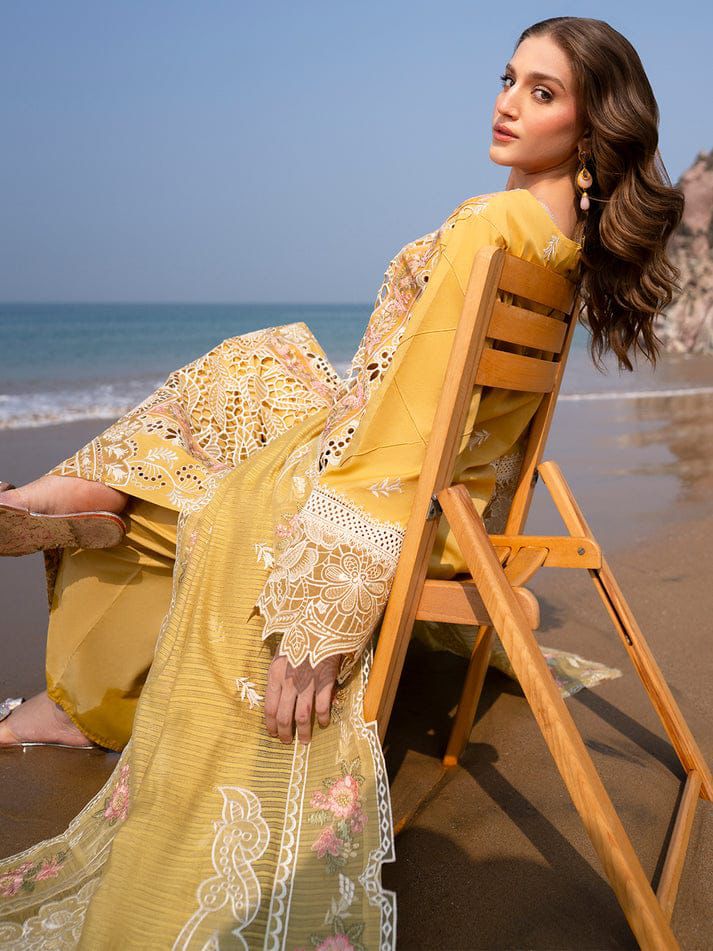Mahnur Lawn Eid Collection 3PC Suit – Heavy Embroidered Chikankari with Khaddi Net Dupatta (Discount Offer)