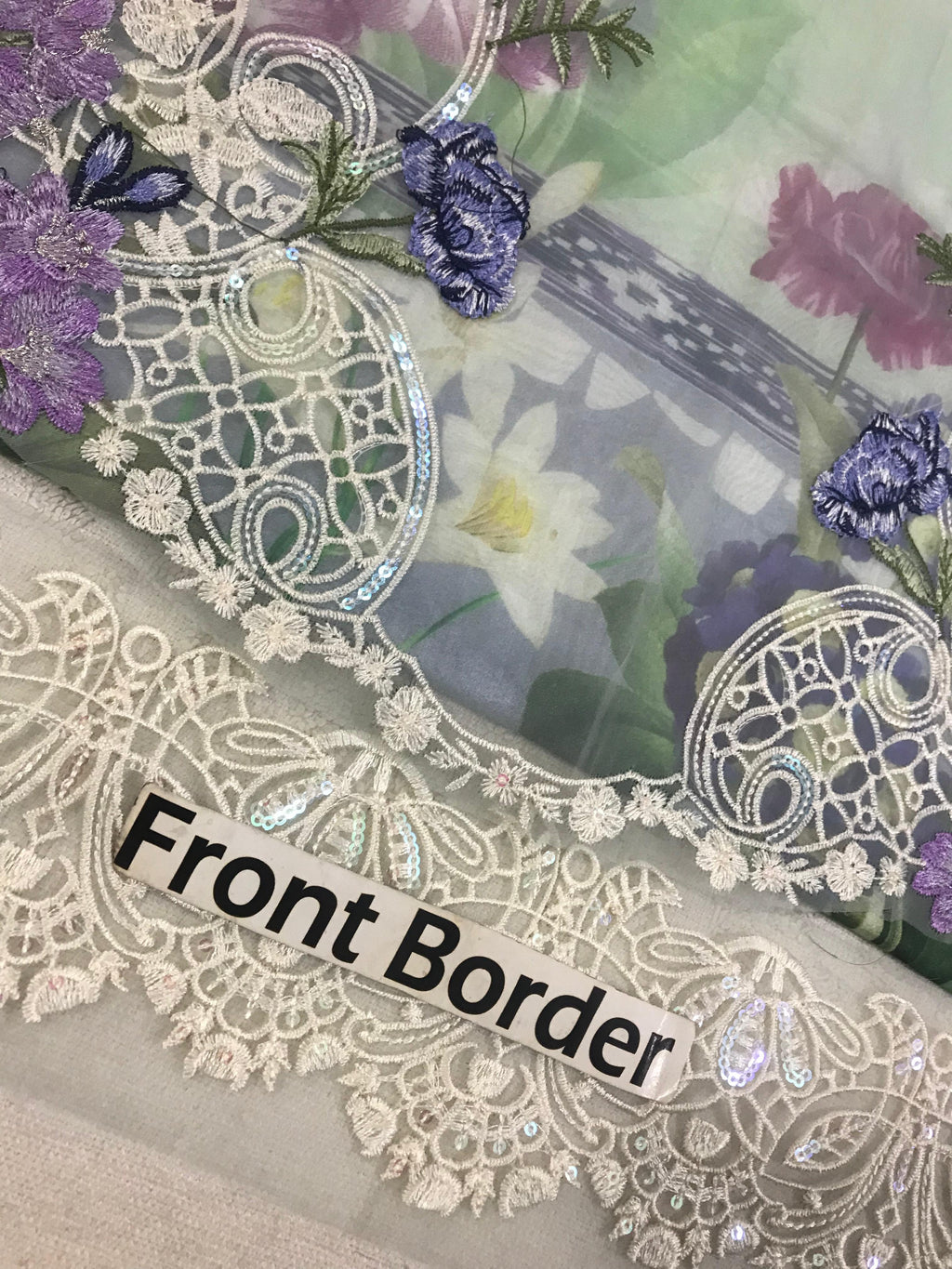Printed Lawn 3PC Suit with Embroidered Details – Silk Dupatta with Cutwork Borders