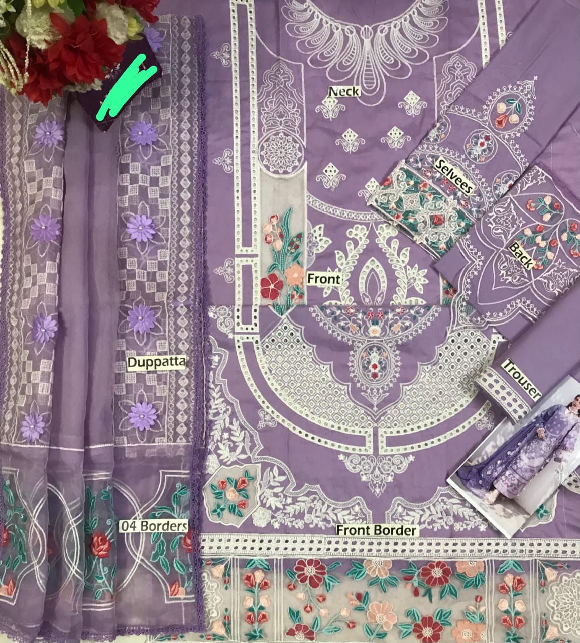 Eid Collection Lawn 3PC Suit – Heavy Embroidered Chikankari with Khaddi Net Dupatta