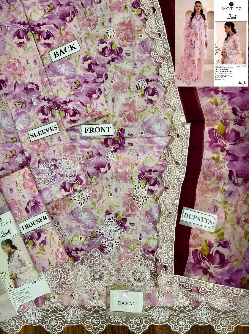 Leah Luxury Embroidered Chikankari Lawn Suit – 3 Piece