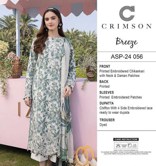 Crimson Breeze ASP-24 056 Printed Embroidered Chikankari 3PC Suit