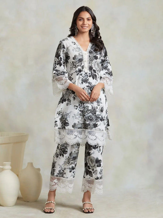 Black - Luxury Printed Lawn Suit – Unstitched Replica with Chiffon Dupatta
