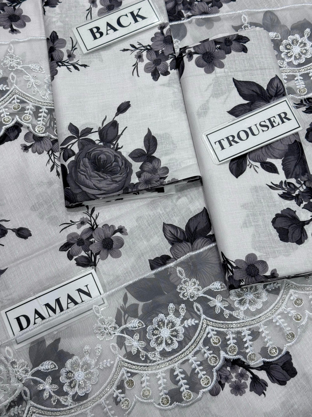 Black - Luxury Printed Lawn Suit – Unstitched Replica with Chiffon Dupatta