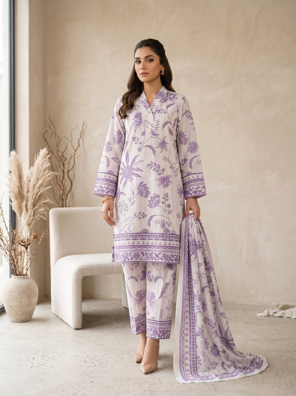 JAZMIN USE-9159 Embroidered Lawn Suit with Chiffon Dupatta – Premium Summer Collection